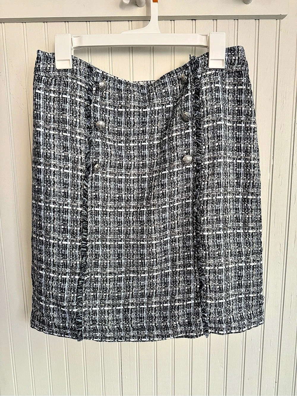 Talbots Plaid Light Blue Tweed Skirt Size 8 Like New
